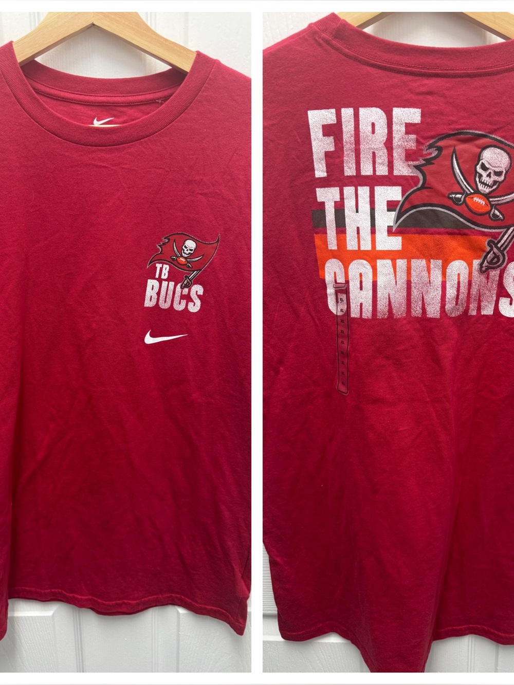 NFL Nike Youth XL Red Tampa Bay Buccaneers Bucs  "Fire The Cannons" Tee T-Shirt
